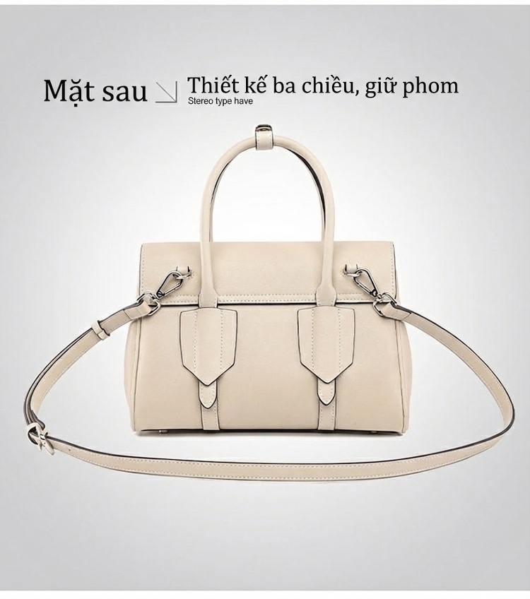 Túi Xách Tay Nữ Da Bóng Cao Cấp Phong Cách Pháp, Túi Đeo Vai, Túi Xách Nữ Công Sở, Túi Đeo Chéo, Túi Lớn Màu Trắng, Đen chi tiết 25