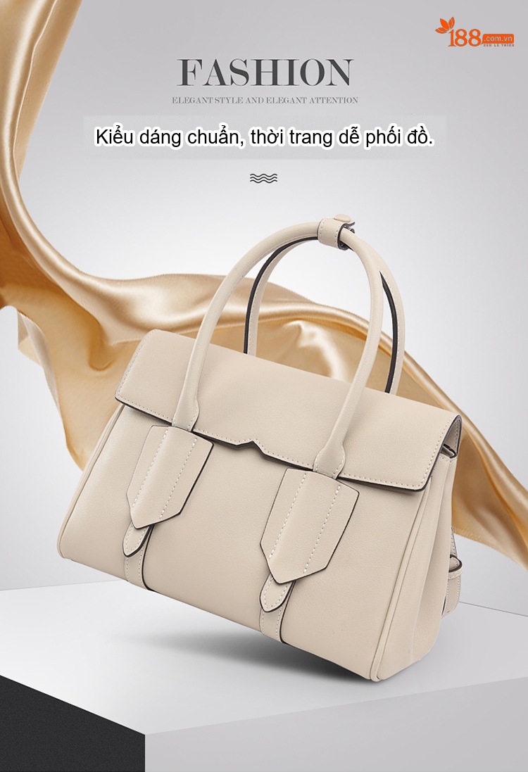Túi Xách Tay Nữ Da Bóng Cao Cấp Phong Cách Pháp, Túi Đeo Vai, Túi Xách Nữ Công Sở, Túi Đeo Chéo, Túi Lớn Màu Trắng, Đen chi tiết 1