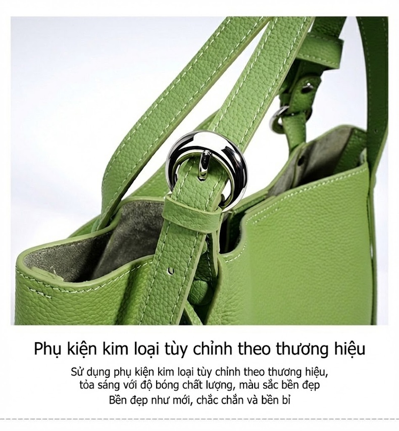 Túi Xách Tay Nữ Da Bóng Công Sở Thiết Kế Độc Đáo Dung Tích Lớn Màu Xanh Lá, Tím chi tiết 13