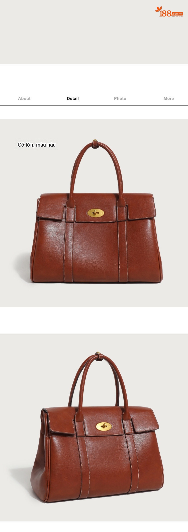Túi Xách Tay Nữ Da Bóng Công Sở Vintage Tote Đeo Vai Dung Tích Lớn Màu Nâu, Đen chi tiết 13