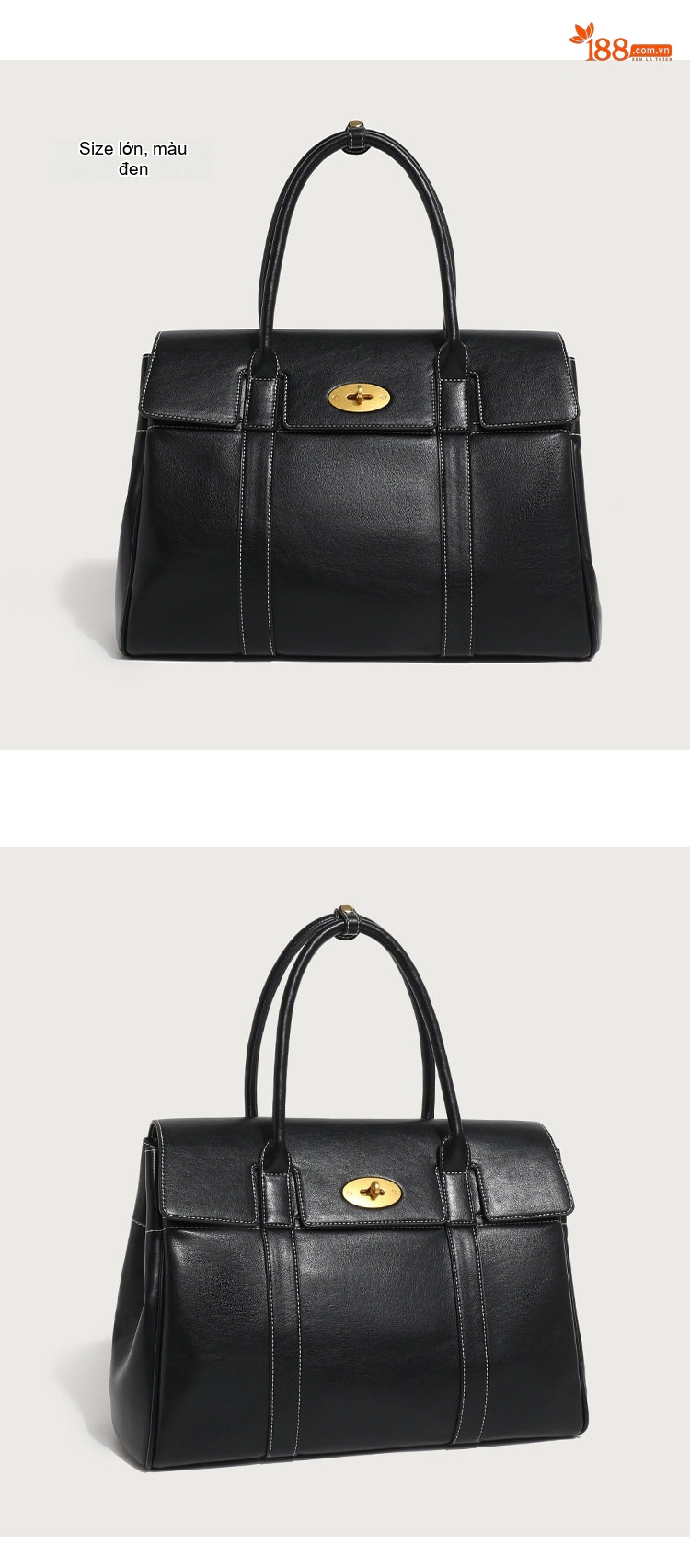 Túi Xách Tay Nữ Da Bóng Công Sở Vintage Tote Đeo Vai Dung Tích Lớn Màu Nâu, Đen chi tiết 14