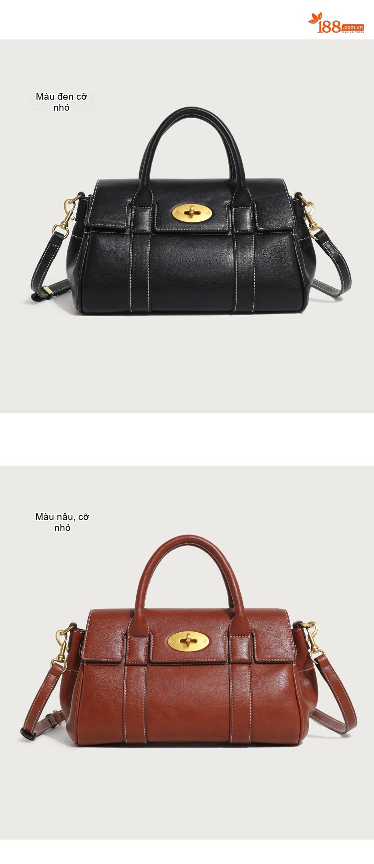 Túi Xách Tay Nữ Da Bóng Công Sở Vintage Tote Đeo Vai Dung Tích Lớn Màu Nâu, Đen chi tiết 15
