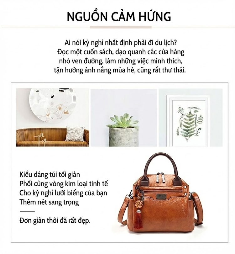 Túi Xách Tay Nữ Da Bóng Dáng Retro Đeo Vai Đeo Chéo Màu Nâu, Xanh, Đỏ, Đen... chi tiết 10