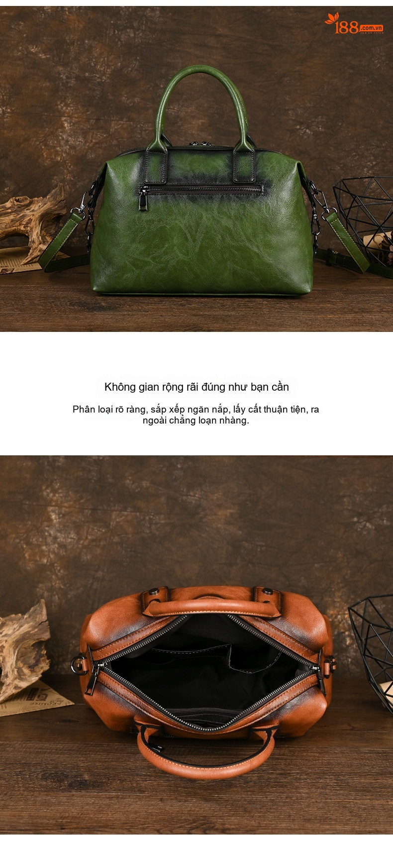 Túi Xách Tay Nữ Da Bóng Dập Hoa Văn Vintage Châu Âu Màu Nâu chi tiết 8