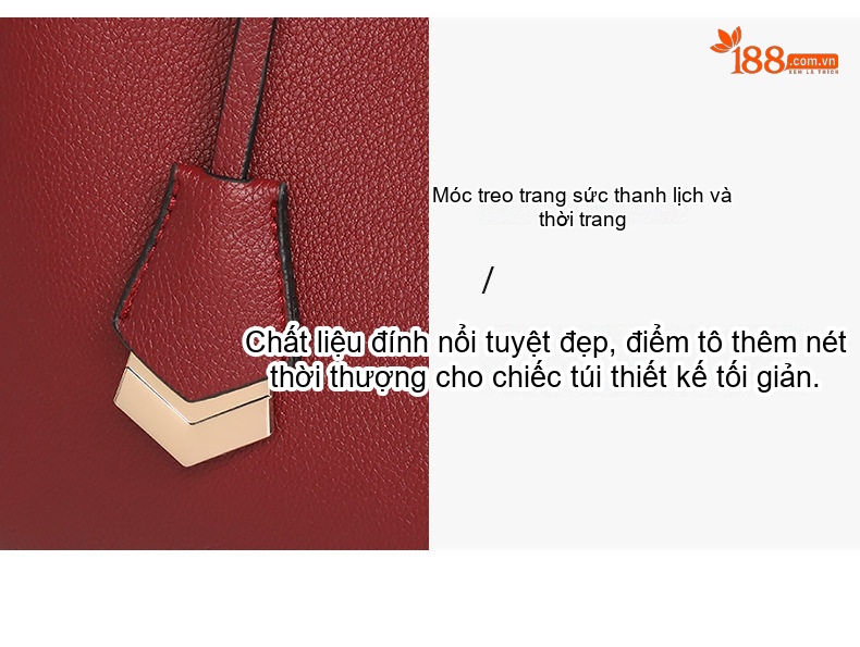 Túi Xách Tay Nữ Da Bóng Đeo Chéo Cao Cấp Phong Cách Quý Phái Màu Đỏ chi tiết 3