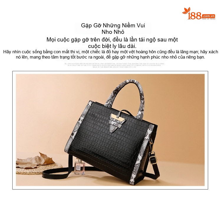 Túi Xách Tay Nữ Da Bóng Đeo Chéo Đựng Vừa A4 Màu Đen chi tiết 4
