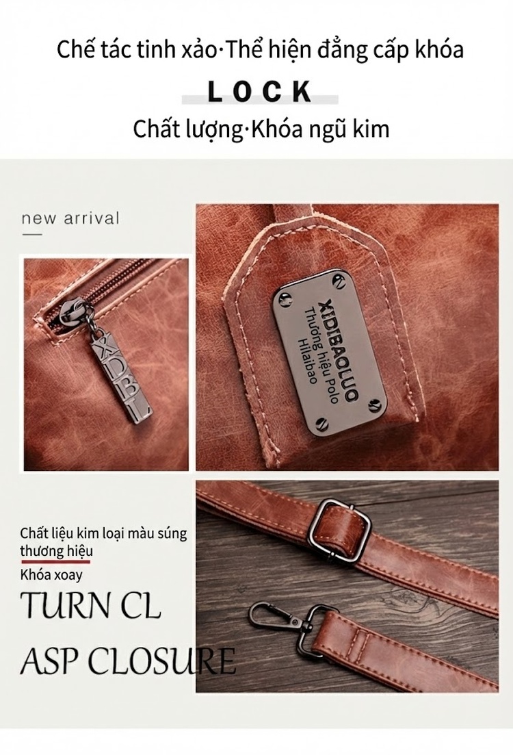 Túi Xách Tay Nữ Da Bóng Đeo Chéo Thời Trang Màu Nâu chi tiết 9