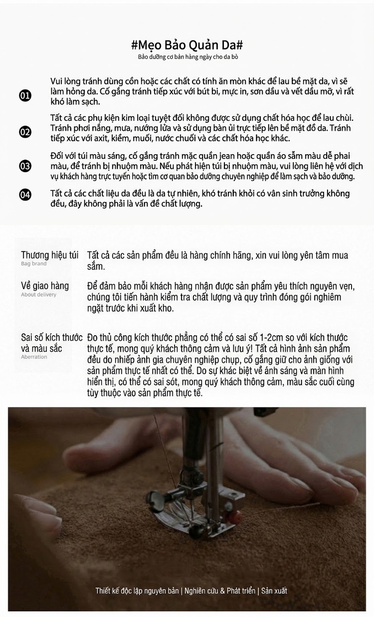 Túi Xách Tay Nữ Da Bóng Kiểu Túi Bucket Kèm Túi Nhỏ Màu Nâu chi tiết 18