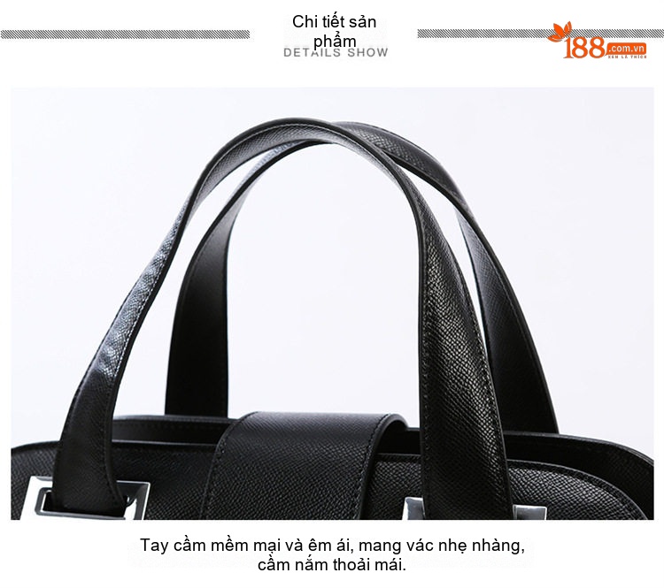 Túi Xách Tay Nữ Da Bóng Lớn Cao Cấp, Túi Tote Đeo Chéo Công Sở Màu Đen chi tiết 21