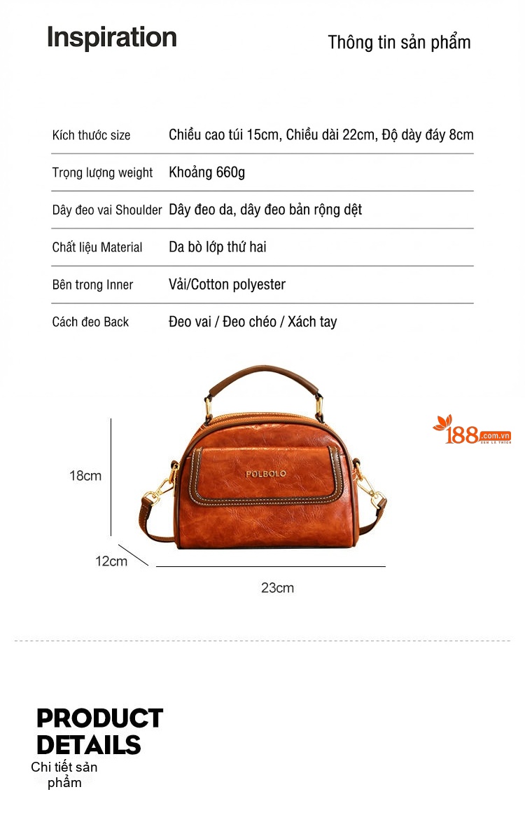 Túi Xách Tay Nữ Da Bóng Mini Đeo Chéo Đựng Điện Thoại Màu Đỏ, Nâu, Đen chi tiết 6