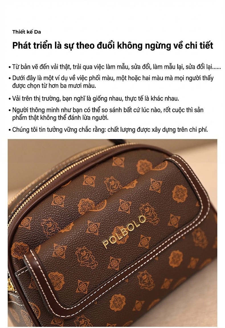 Túi Xách Tay Nữ Da Bóng Mini Đeo Chéo Đựng Điện Thoại Màu Đỏ, Nâu, Đen chi tiết 29