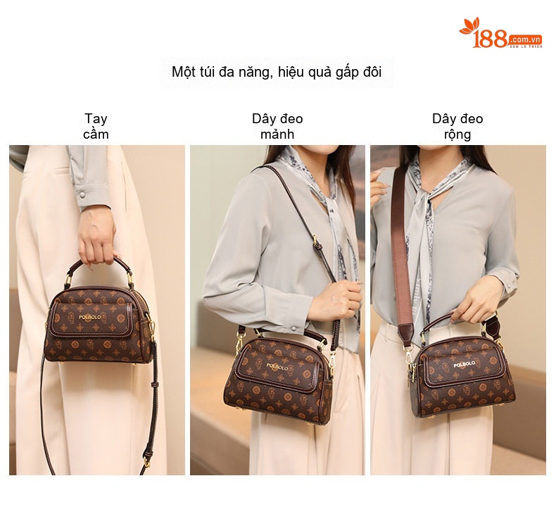 Túi Xách Tay Nữ Da Bóng Mini Đeo Chéo Đựng Điện Thoại Màu Đỏ, Nâu, Đen chi tiết 25