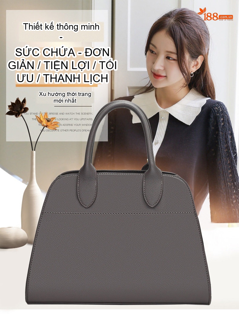 Túi Xách Tay Nữ Da Bóng Sức Chứa Lớn Đeo Vai Đeo Chéo Túi Tote Túi Mẹ Bầu Màu Nâu, Xám, Đen chi tiết 1