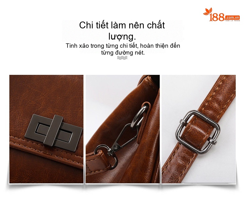 Túi Xách Tay Nữ Da Bóng Sức Chứa Lớn Thiết Kế Vintage Kèm Túi Đeo Vai Màu Đỏ Rượu, Đen, Nâu, Xám chi tiết 3