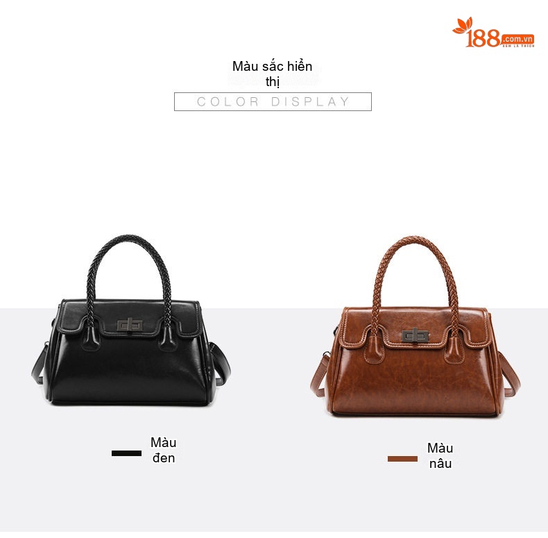 Túi Xách Tay Nữ Da Bóng Sức Chứa Lớn Thiết Kế Vintage Kèm Túi Đeo Vai Màu Đỏ Rượu, Đen, Nâu, Xám chi tiết 21