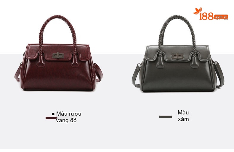 Túi Xách Tay Nữ Da Bóng Sức Chứa Lớn Thiết Kế Vintage Kèm Túi Đeo Vai Màu Đỏ Rượu, Đen, Nâu, Xám chi tiết 22
