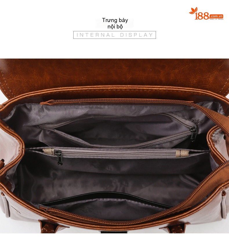Túi Xách Tay Nữ Da Bóng Sức Chứa Lớn Thiết Kế Vintage Kèm Túi Đeo Vai Màu Đỏ Rượu, Đen, Nâu, Xám chi tiết 47