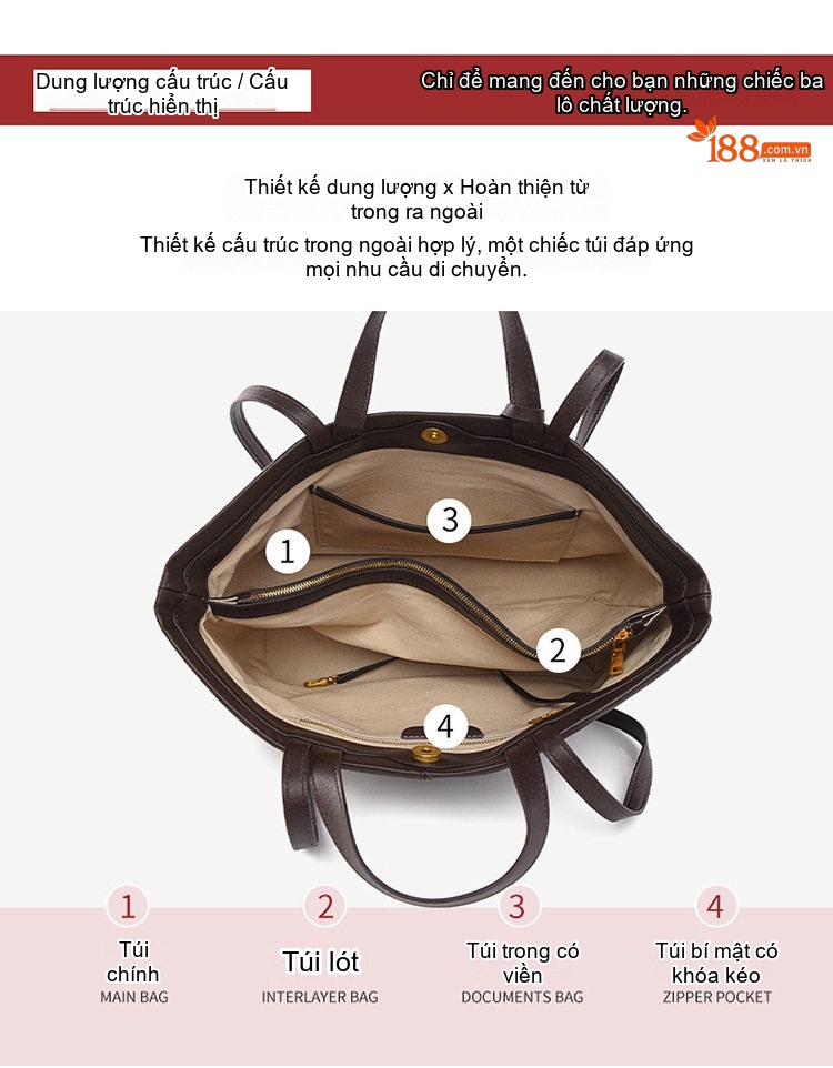 Túi Xách Tay Nữ Da Bóng Thiết Kế Hàn Quốc Sức Chứa Lớn Màu Đen, Nâu, Đỏ Rượu Vang chi tiết 5