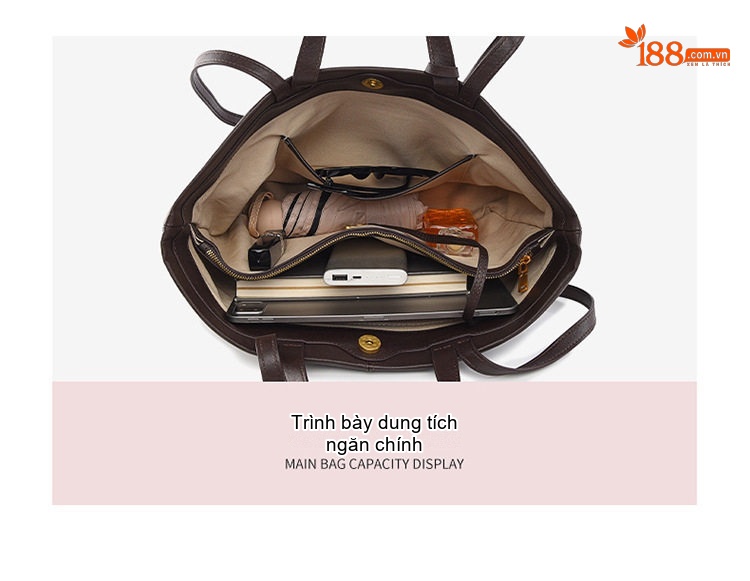 Túi Xách Tay Nữ Da Bóng Thiết Kế Hàn Quốc Sức Chứa Lớn Màu Đen, Nâu, Đỏ Rượu Vang chi tiết 6