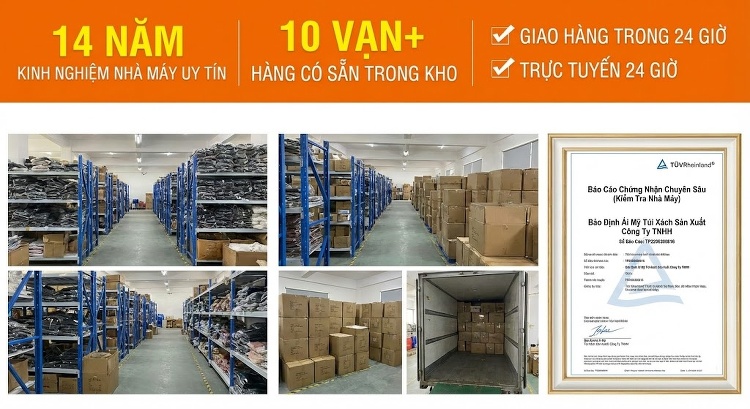 Túi Xách Tay Nữ Da Bóng Thiết Kế Tiểu Miêu Cao Cấp Size Lớn Màu Kem, Đen chi tiết 1