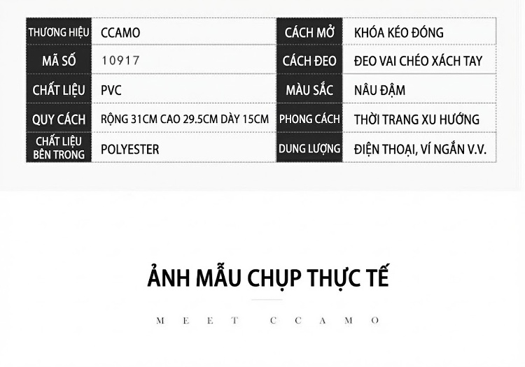 Túi Xách Tay Nữ Da In Họa Tiết Cổ Điển Sức Chứa Lớn Đeo Vai Chéo Màu Nâu chi tiết 5