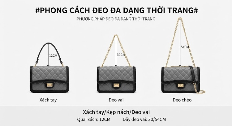Túi Xách Tay Nữ Da Lộn Màu Nâu, Đen Quai Xách Tay Đeo Vai Dây Xích chi tiết 10