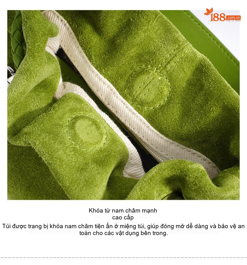Túi Xách Tay Nữ Da Mờ Dáng Túi Rút Kiểu Phúc Lộc Thọ Phong Cách Lười Biếng Màu Xanh Lá Cây, Xanh Dương, Cam chi tiết 13
