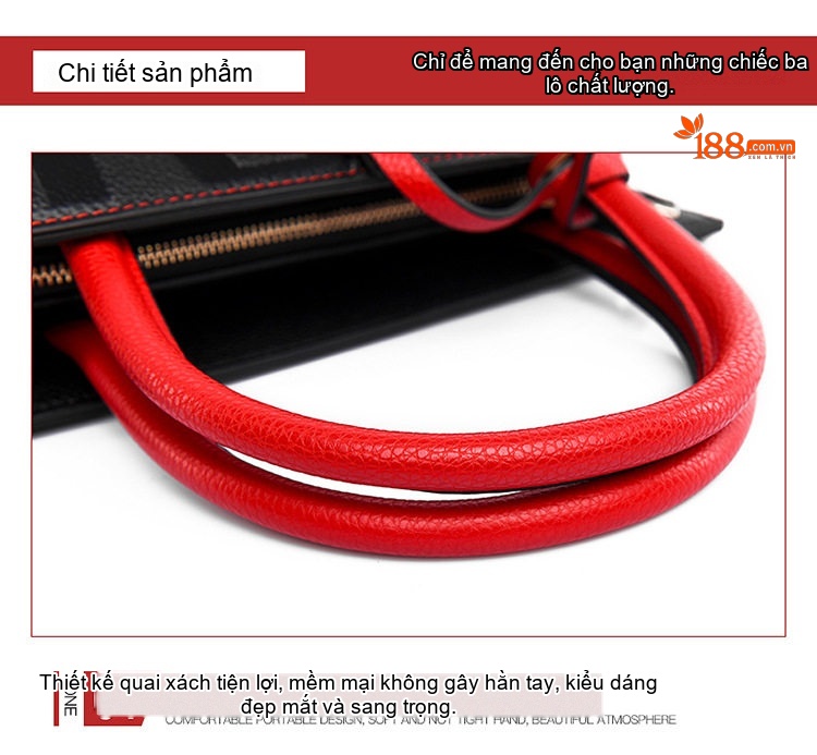 Túi Xách Tay Nữ Da Mờ Dập Chữ Phong Cách Âu Mỹ Cỡ Lớn Màu Đen, Đỏ chi tiết 17
