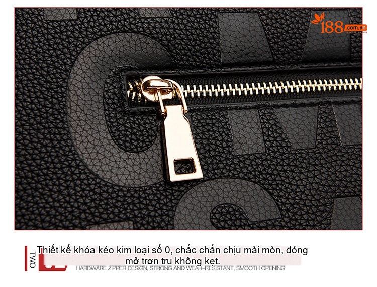 Túi Xách Tay Nữ Da Mờ Dập Chữ Phong Cách Âu Mỹ Cỡ Lớn Màu Đen, Đỏ chi tiết 18