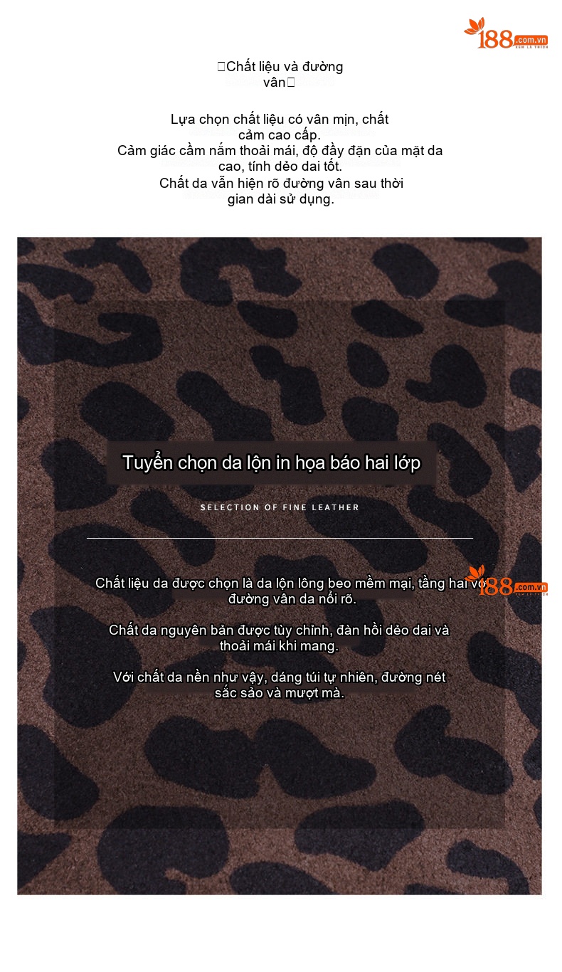 Túi Xách Tay Nữ Da Mờ Họa Tiết Da Báo Lớn Đựng Vừa A4 Công Sở Đeo Vai Đeo Chéo Ba Lô Màu Nâu chi tiết 7