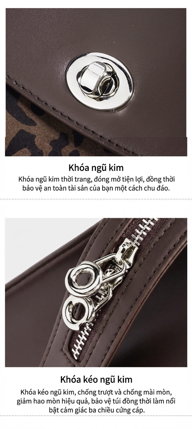 Túi Xách Tay Nữ Da Mờ Họa Tiết Da Báo Lớn Đựng Vừa A4 Công Sở Đeo Vai Đeo Chéo Ba Lô Màu Nâu chi tiết 9