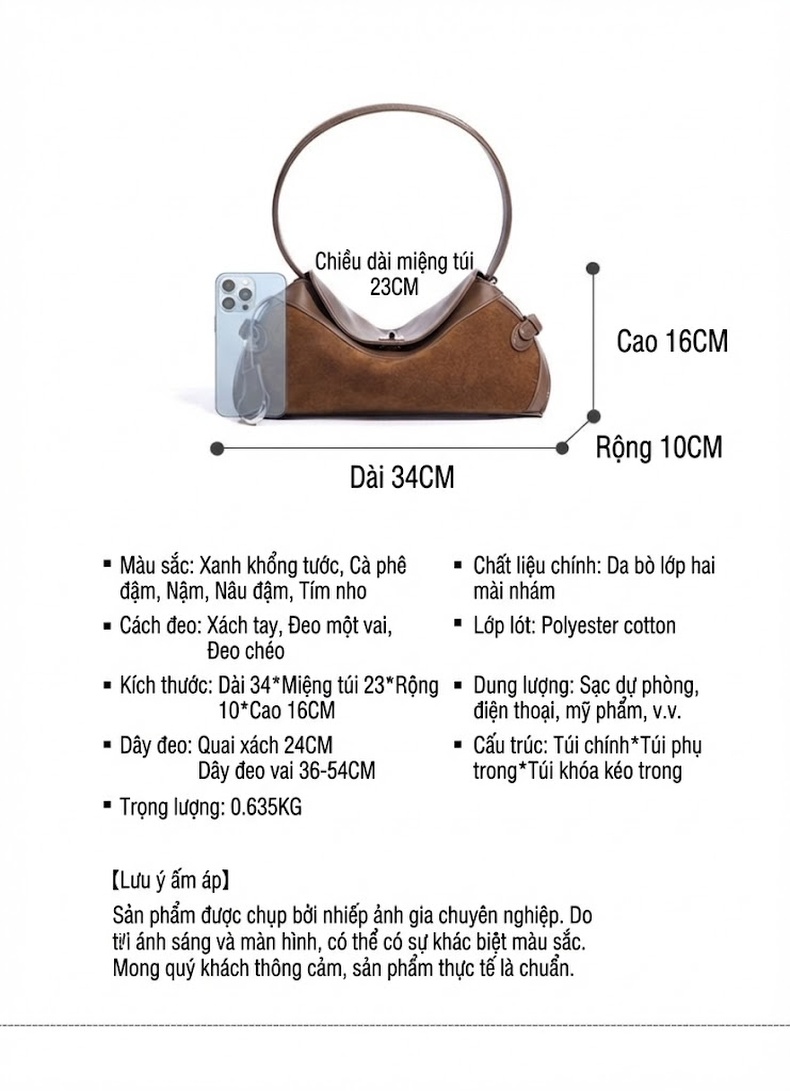 Túi Xách Tay Nữ Da Mờ Kiểu Dáng Đơn Giản Màu Nâu, Xanh, Đỏ, Đen chi tiết 8