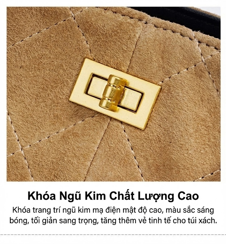 Túi Xách Tay Nữ Da Mờ Phối Màu Đeo Vai Dây Xích Thời Trang Màu Nâu, Đen chi tiết 14