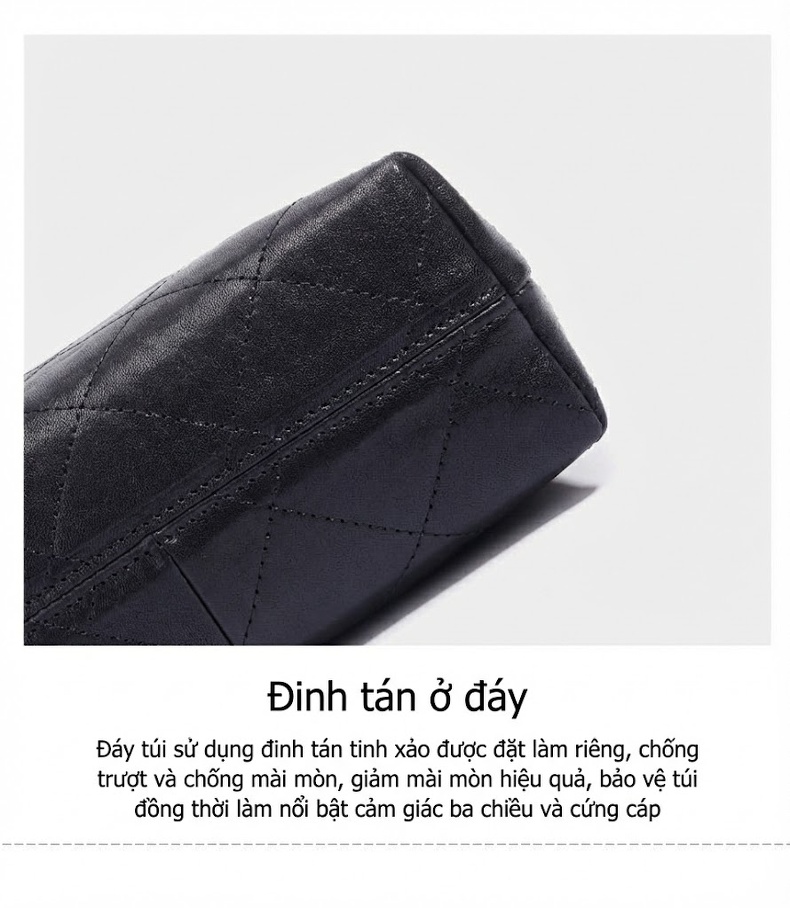 Túi Xách Tay Nữ Da Mờ Phối Màu Đeo Vai Dây Xích Thời Trang Màu Nâu, Đen chi tiết 15