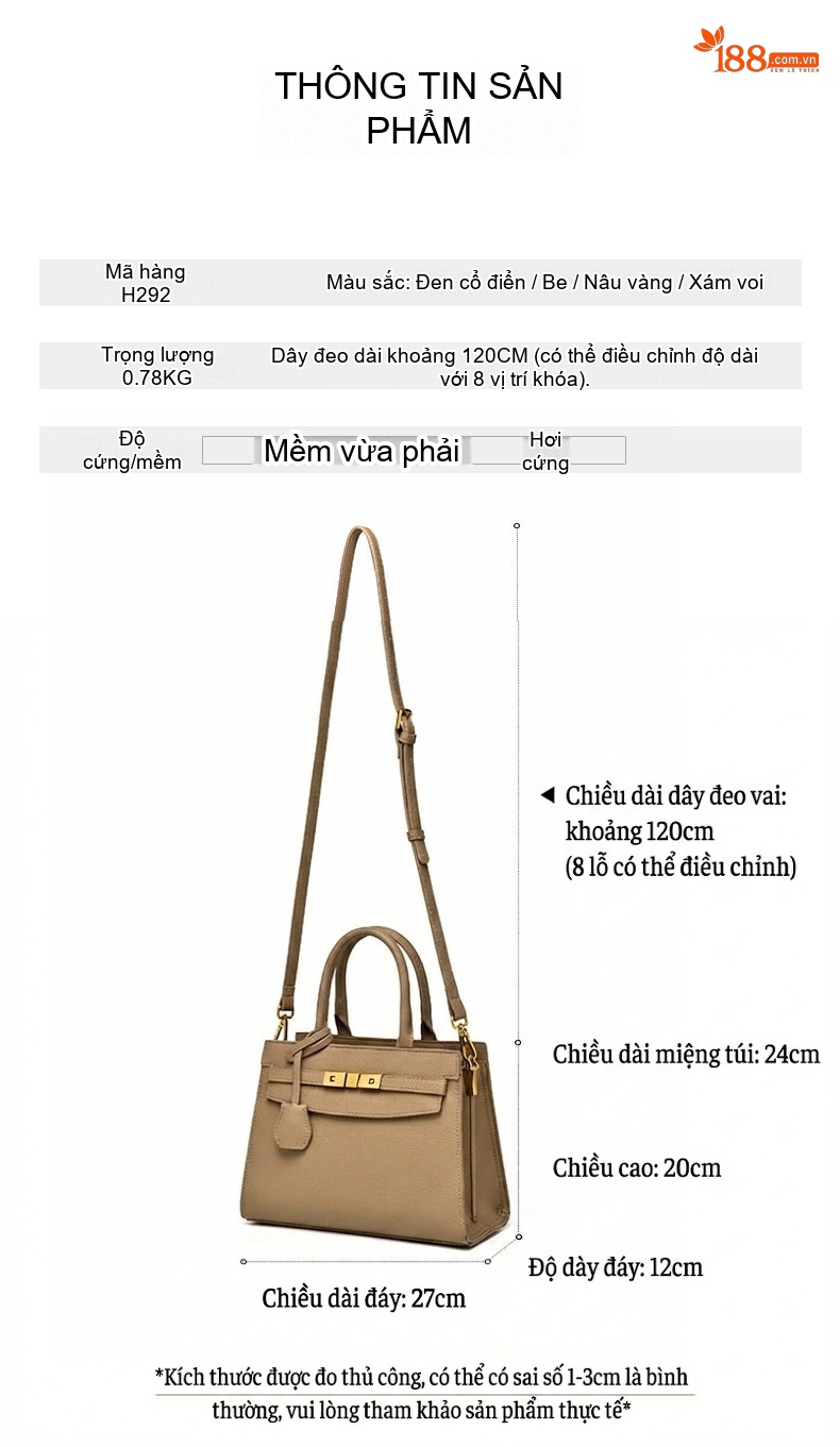 Túi Xách Tay Nữ Da Mờ Quai Xách Cao Cấp Màu Be, Nâu, Trắng chi tiết 2