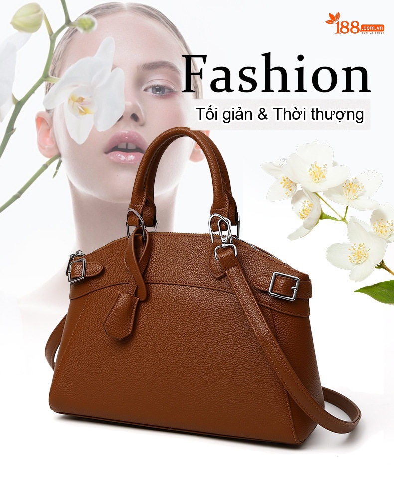 Túi Xách Tay Nữ Da Mờ Sức Chứa Lớn Phong Cách Retro Thanh Lịch Màu Nâu, Đen chi tiết 2