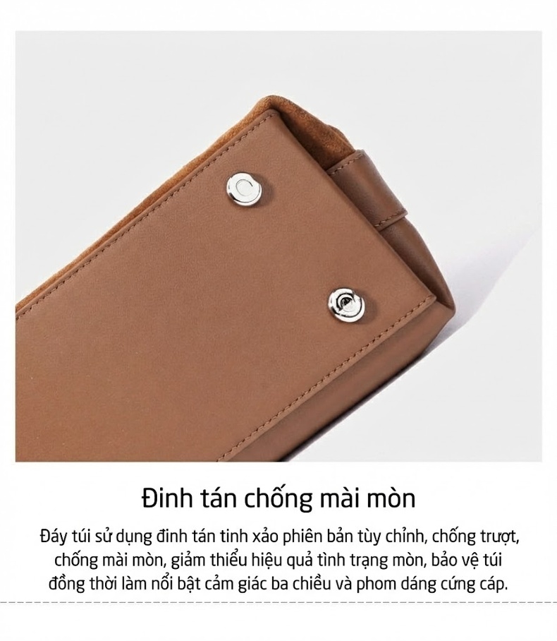Túi Xách Tay Nữ Da Thật Boston Tote Bag Đeo Vai Đựng Được Nhiều Đồ Phong Cách Retro Màu Nâu, Nâu Đậm chi tiết 21