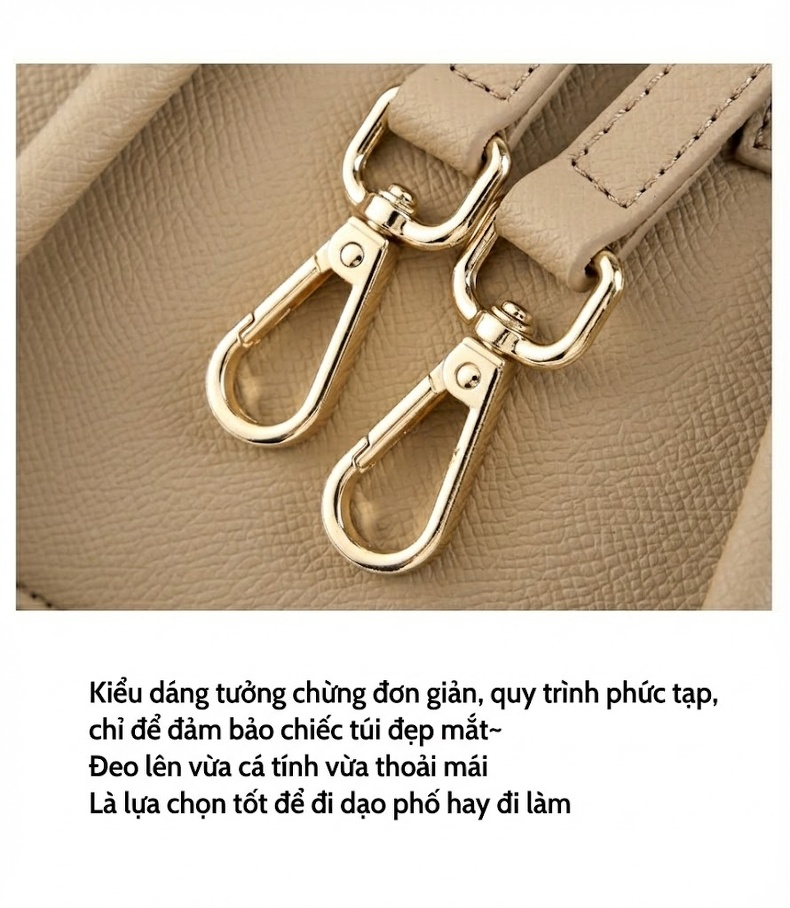 Túi Xách Tay Nữ Da Thật Cánh Én Đeo Vai, Đeo Chéo Phong Cách Hàn Quốc Màu Đen, Kem chi tiết 29