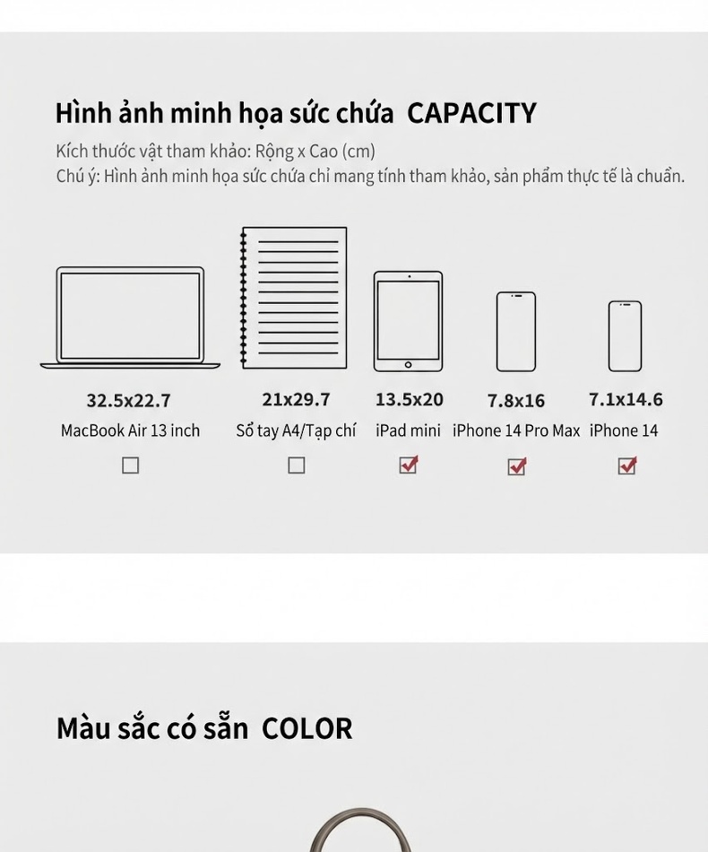 Túi Xách Tay Nữ Da Thật Cao Cấp, Túi Đeo Chéo Nữ Công Sở Màu Xám chi tiết 8