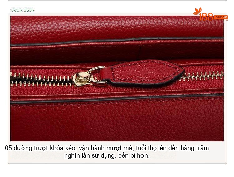Túi Xách Tay Nữ Da Thật Công Sở Chần Chỉ Màu Nâu, Đen, Đỏ chi tiết 21