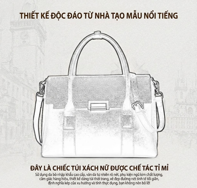 Túi Xách Tay Nữ Da Thật Công Sở Chần Chỉ Màu Nâu, Đen, Đỏ chi tiết 4
