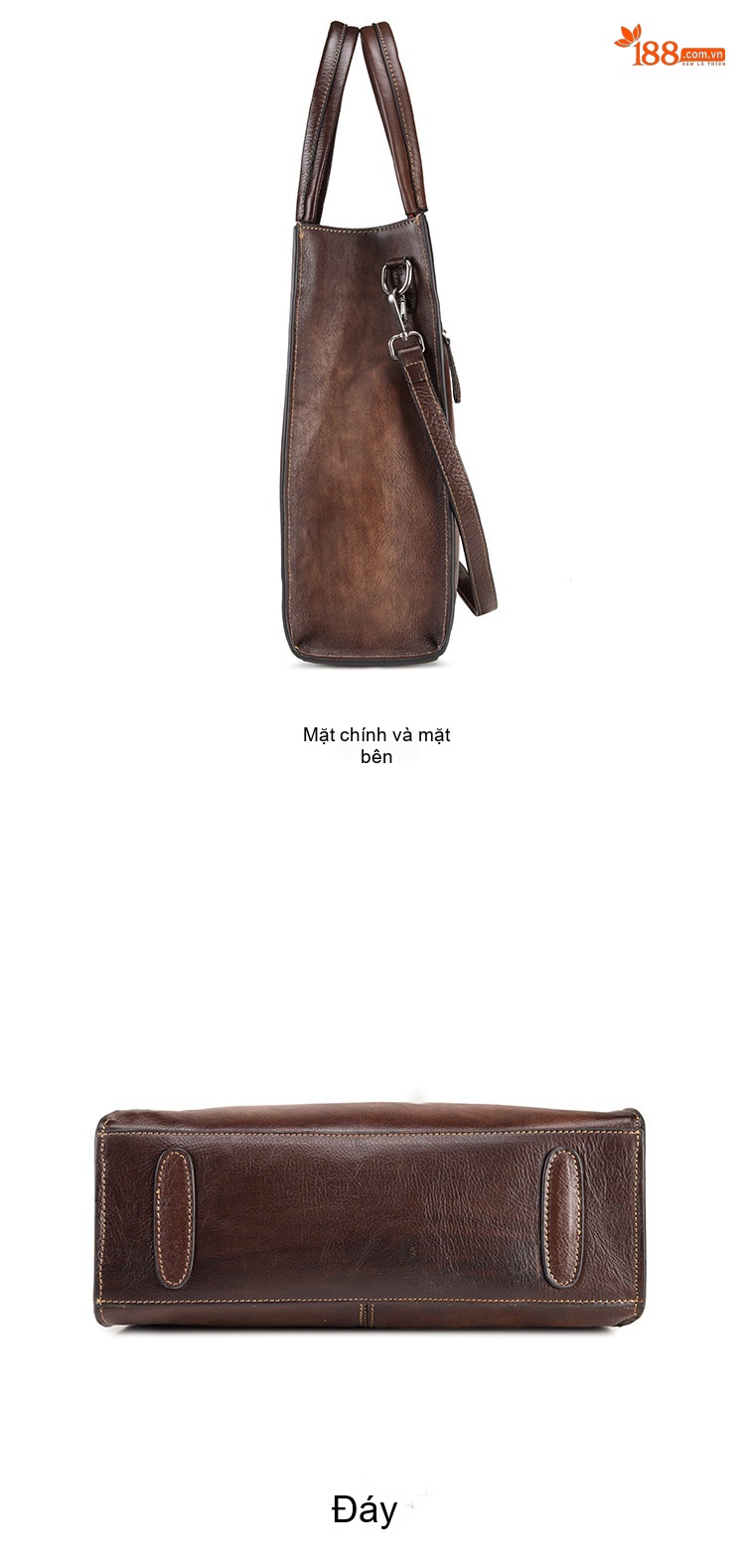 Túi Xách Tay Nữ Da Thật Công Sở Đeo Vai Phong Cách Âu Mỹ Màu Nâu Đỏ chi tiết 7