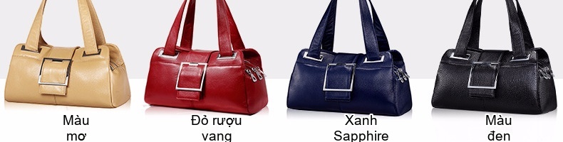 Túi Xách Tay Nữ Da Thật Dáng Gối Màu Đỏ chi tiết 34