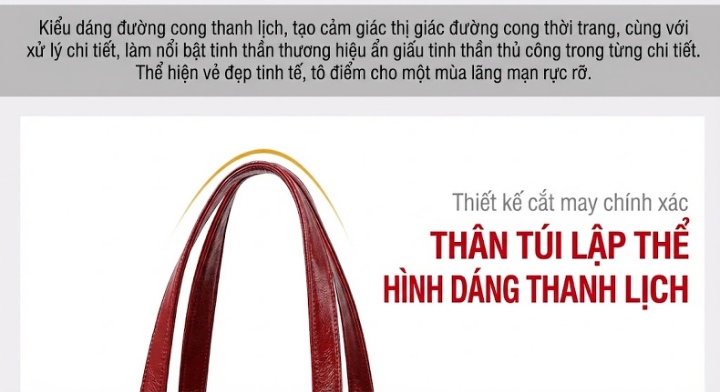 Túi Xách Tay Nữ Da Thật Dáng Gối Màu Đỏ chi tiết 41