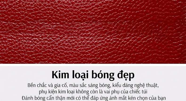 Túi Xách Tay Nữ Da Thật Dáng Gối Màu Đỏ chi tiết 48