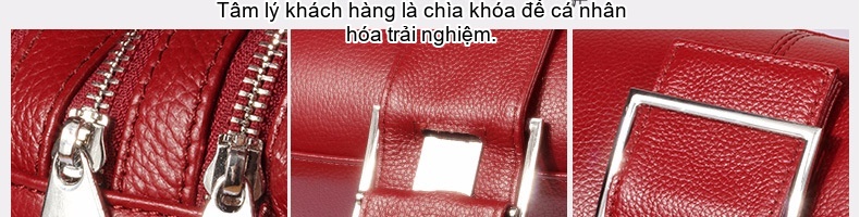 Túi Xách Tay Nữ Da Thật Dáng Gối Màu Đỏ chi tiết 49