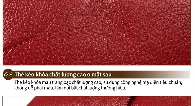 Túi Xách Tay Nữ Da Thật Dáng Gối Màu Đỏ chi tiết 127