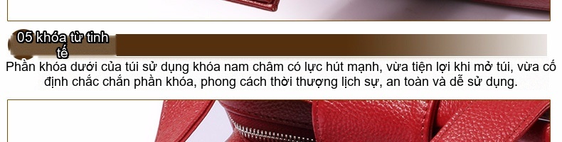 Túi Xách Tay Nữ Da Thật Dáng Gối Màu Đỏ chi tiết 130