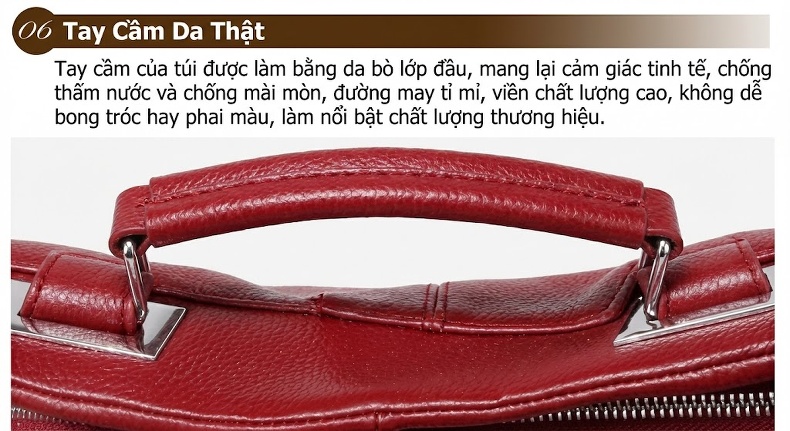 Túi Xách Tay Nữ Da Thật Dáng Gối Màu Đỏ chi tiết 132