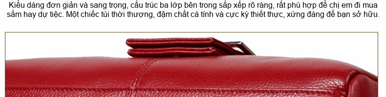 Túi Xách Tay Nữ Da Thật Dáng Gối Màu Đỏ chi tiết 135